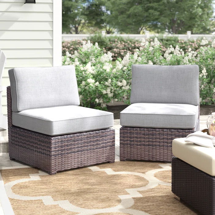 Armless - Patio Chair With Cushions (Set of 2) - Brown