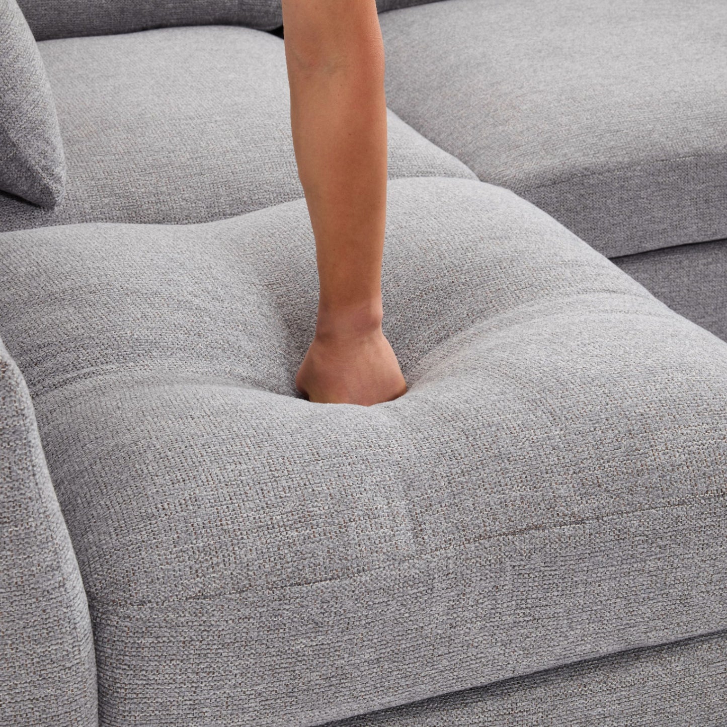 Sectional Sofa Modular Sofa U - Shaped Sofa Couch Sofa Bed L - Shaped Sofa With A Movable Ottoman And Two USB Ports For Living Room - Light Gray