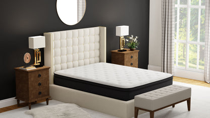12" Twin Euro Top Hybrid Memory Foam Mattress - White / Black