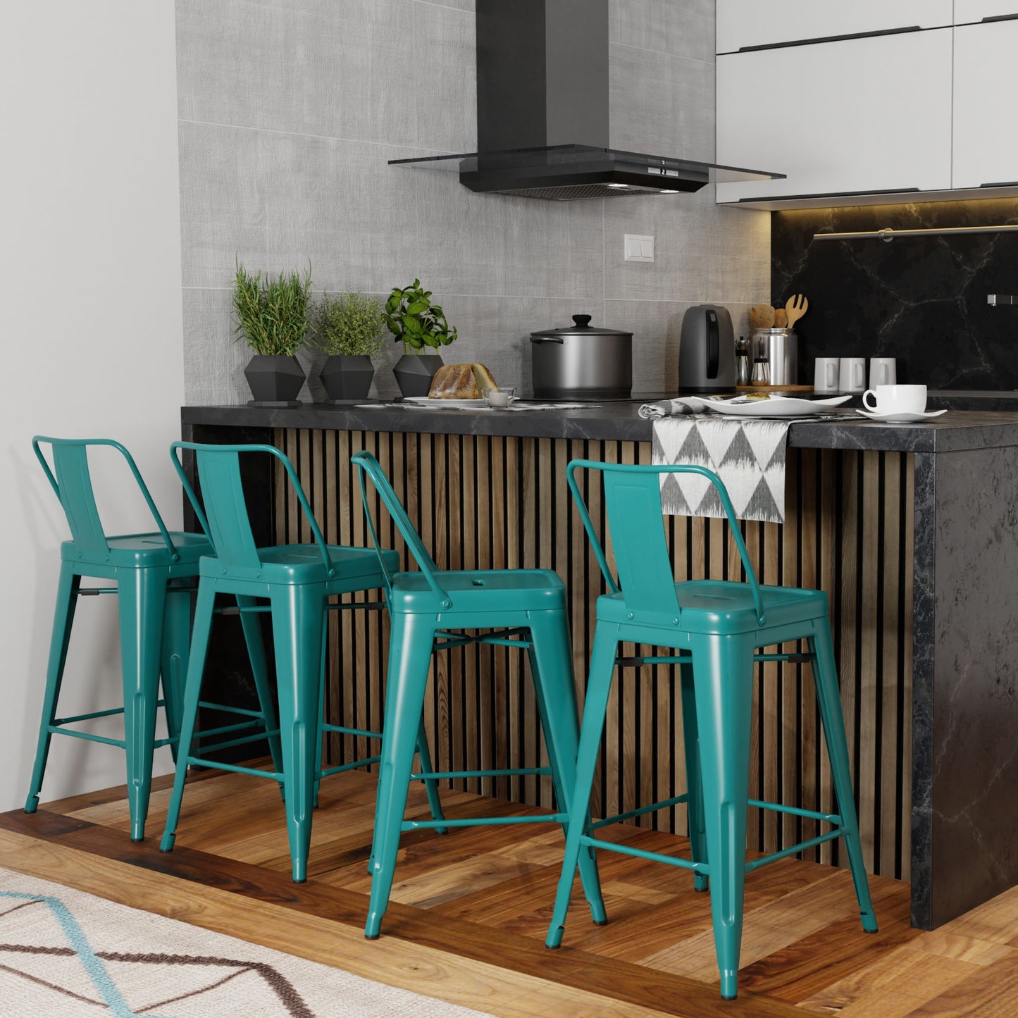 Rayne - Counter Height Stool (Set of 4) - Teal Blue