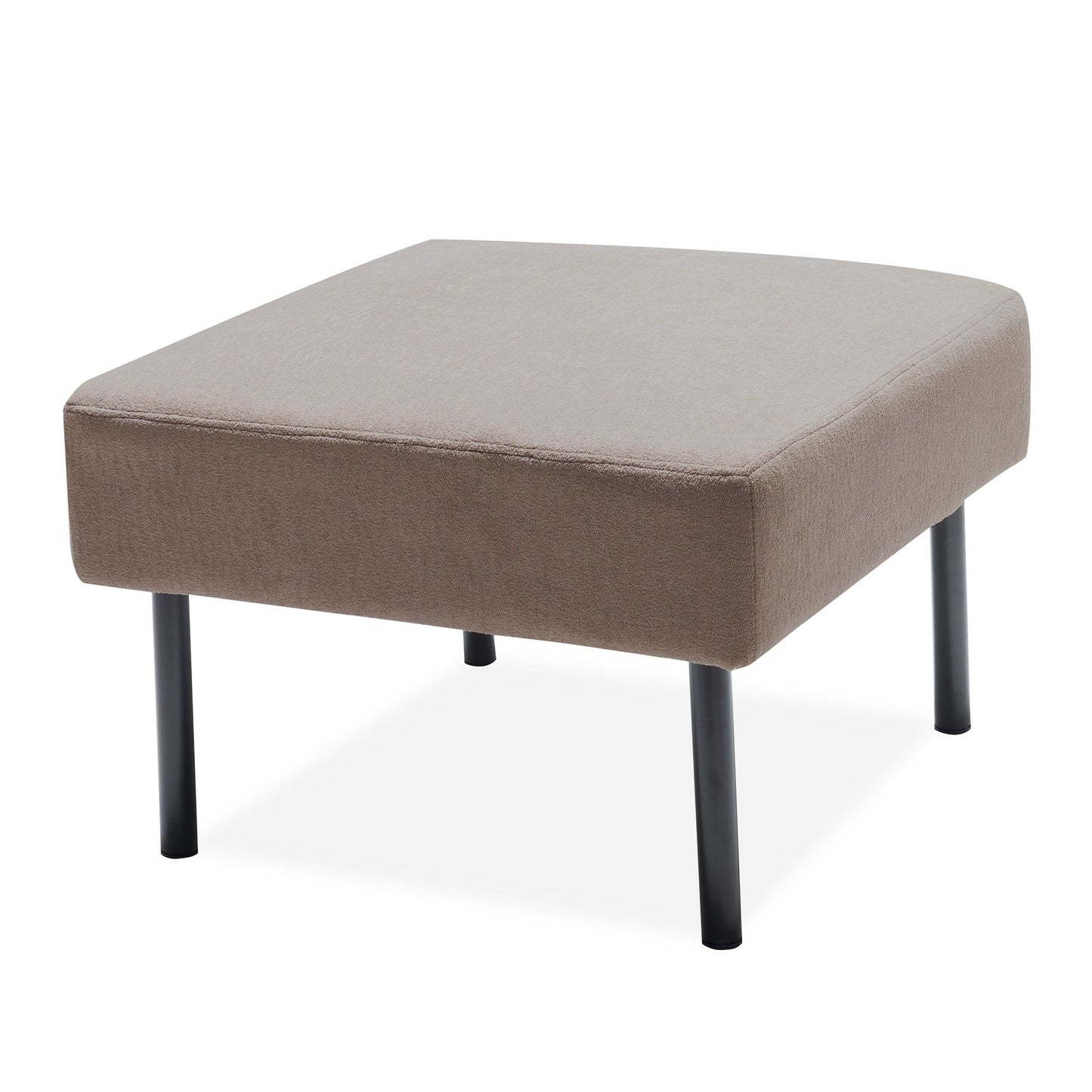 Modern 3 Seater L Shaped Polyester Fabric Sofa With Ottoman, Upholstered For Small Spaces - Beige