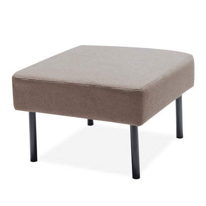 Modern 3 Seater L Shaped Polyester Fabric Sofa With Ottoman, Upholstered For Small Spaces - Beige