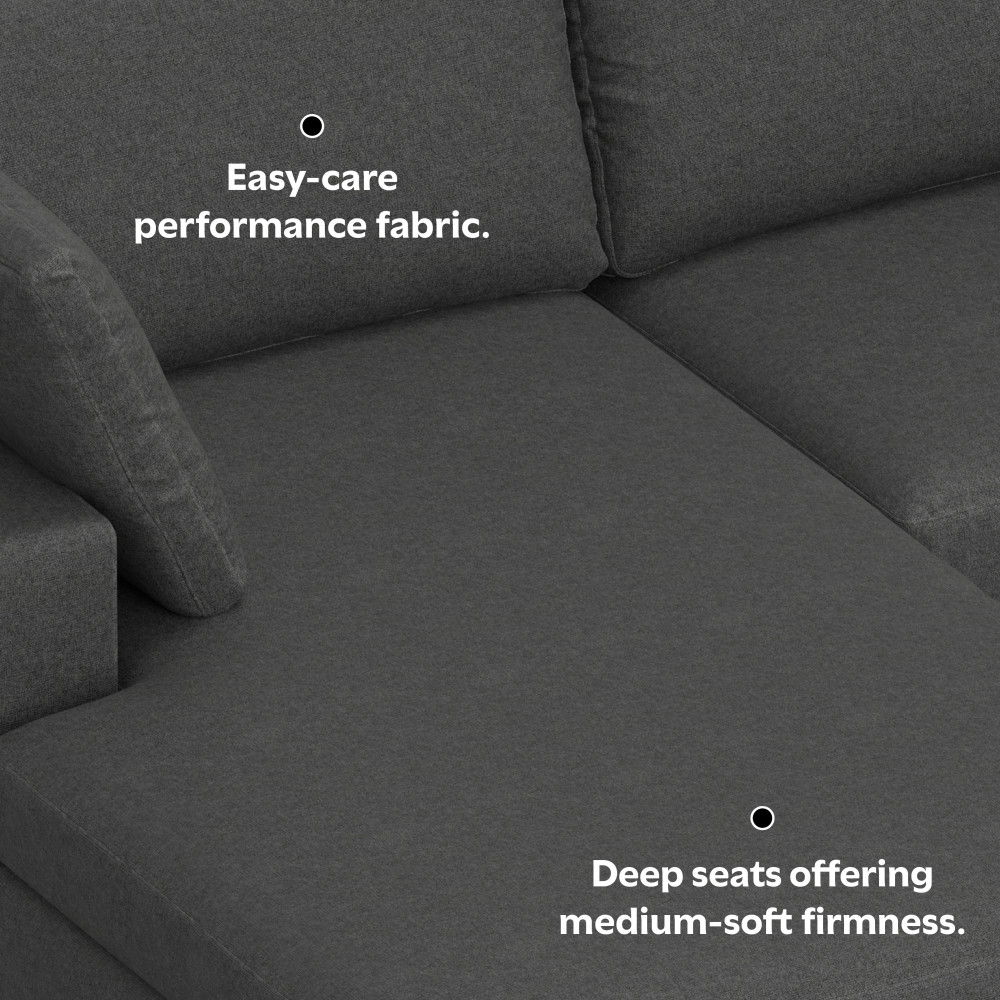 Charlie - Deep Seater Left Sectional Sofa - Gray