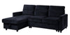 Ivy - Velvet Reversible Sleeper Sectional Sofa With Storage Chaise And Side Pocket - Black