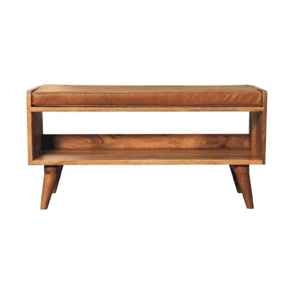 Bench With Leather Seatpad - Oak