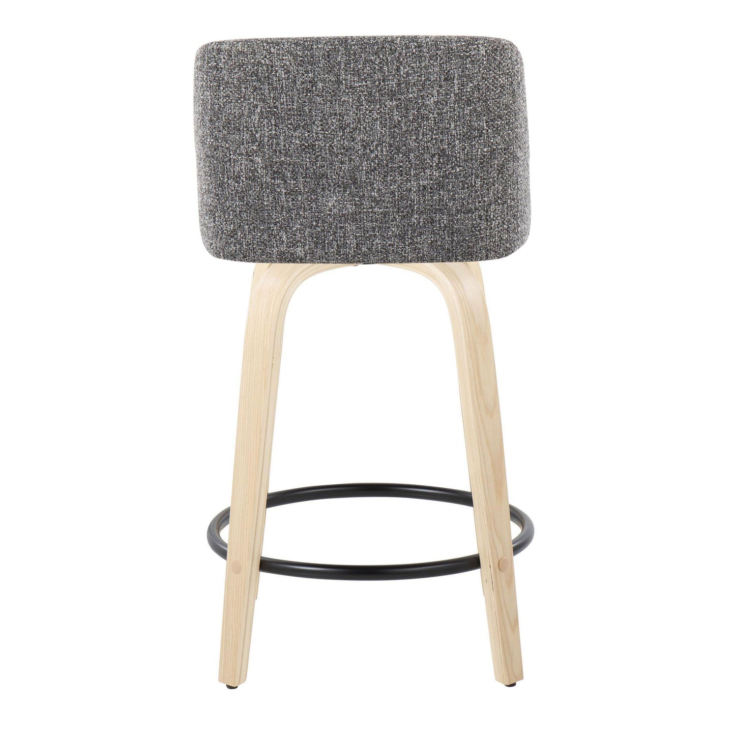 Toriano - Contemporary Fixed Height Counter Stool With Swivel With Round Footrest (Set of 2) - Natural / Gray