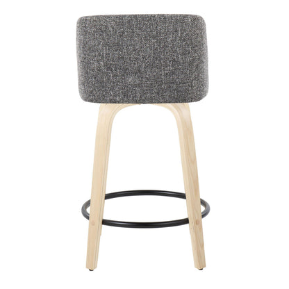 Toriano - Contemporary Fixed Height Counter Stool With Swivel With Round Footrest (Set of 2) - Natural / Gray