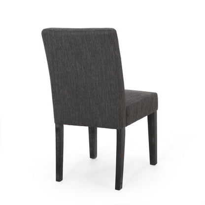 Contemporary Fabric Dining Chair With Upholstered Seating And Tapered Legs - Charcoal