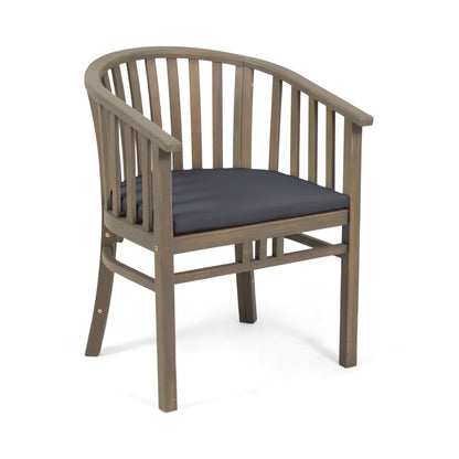 Outdoor Wooden Dining Chairs With Cushions, (Set of 2) - Dark Gray / Gray