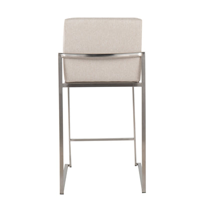 Fuji - Contemporary High Back Counter Stool (Set of 2) - Beige