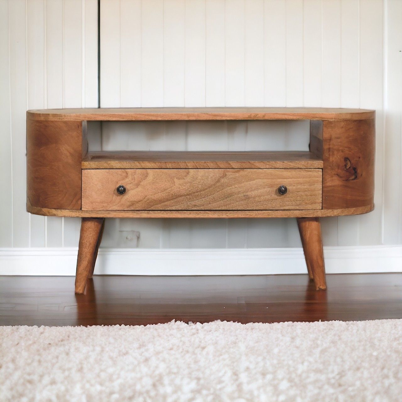 Mini Rounded Entertainment Unit - Oak