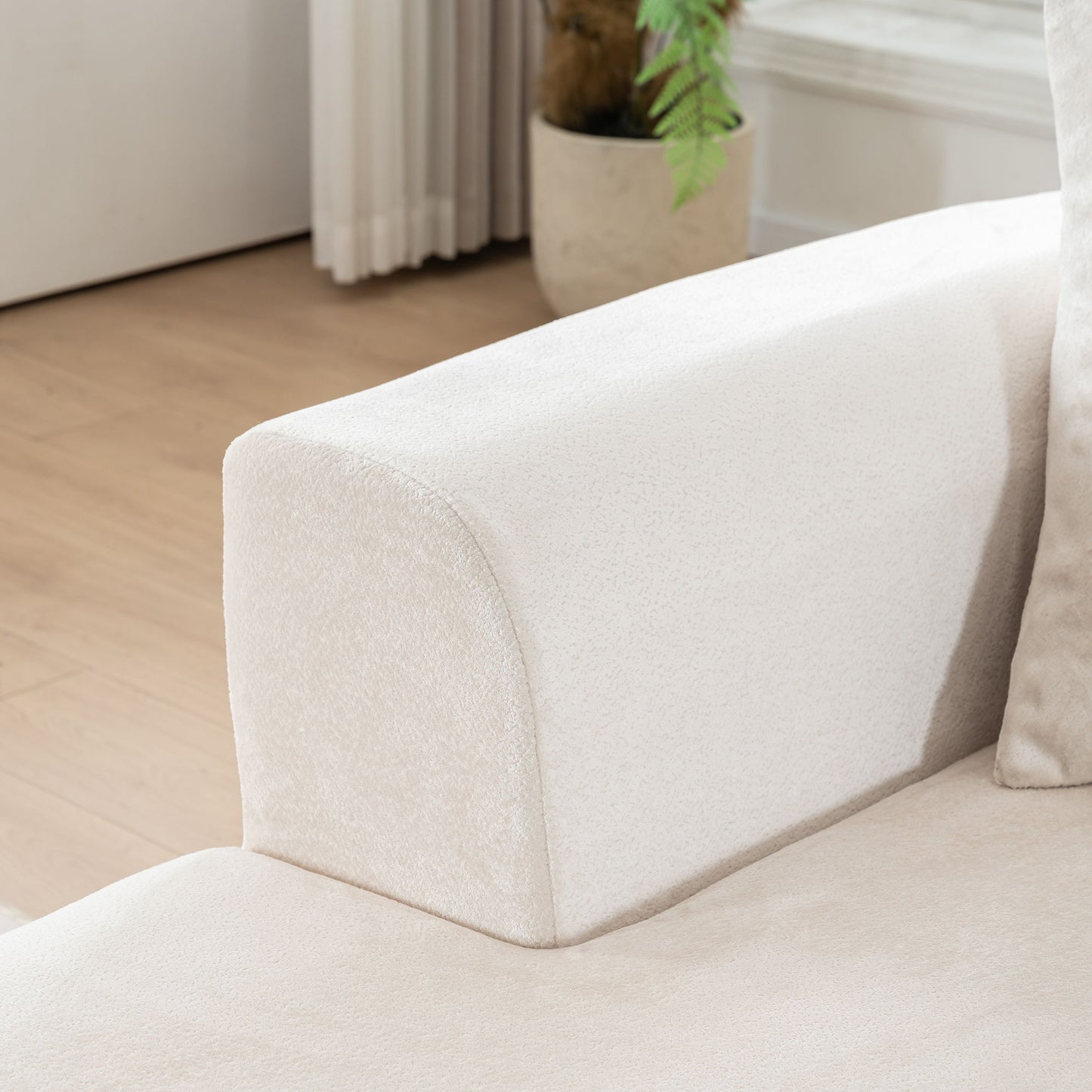 Modular Sectional Sofa With L Shape Chaise, Cloud Sectional Modern Sleeper Couch With Deep Seat, Sponge Compression Sofas - Beige