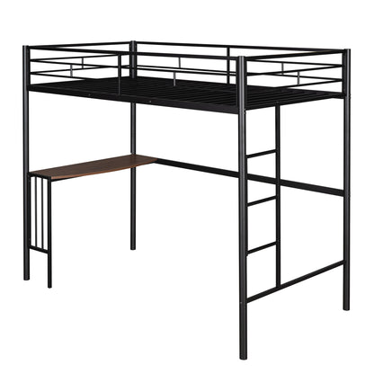 Twin Over Full Metal Bunk Bed With Desk, Ladder And Quality Slats For Bedroom - Metallic Black