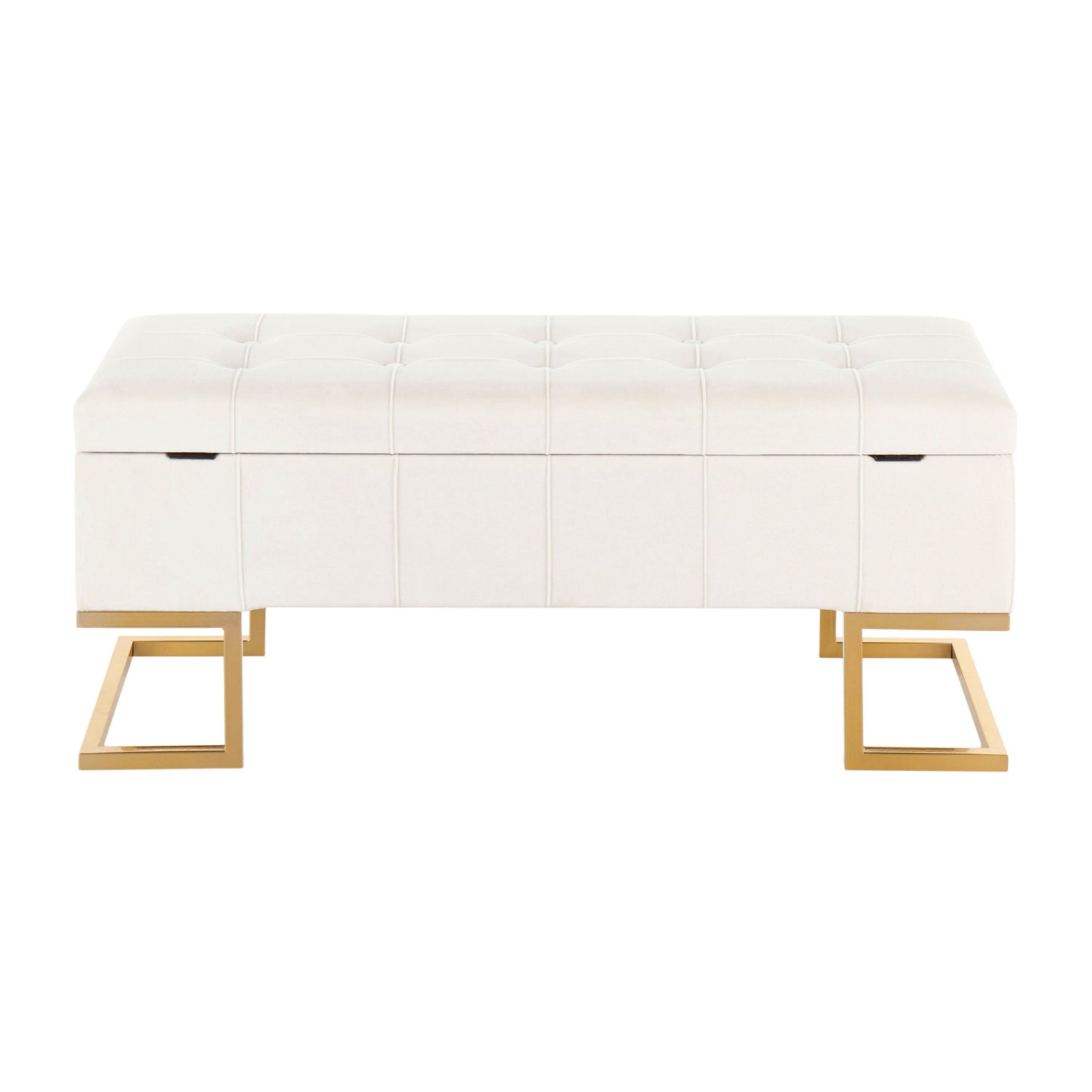 Midas - Contemporary / Glam Storage Bench - Gold / White