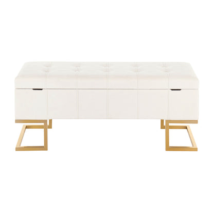 Midas - Contemporary / Glam Storage Bench - Gold / White
