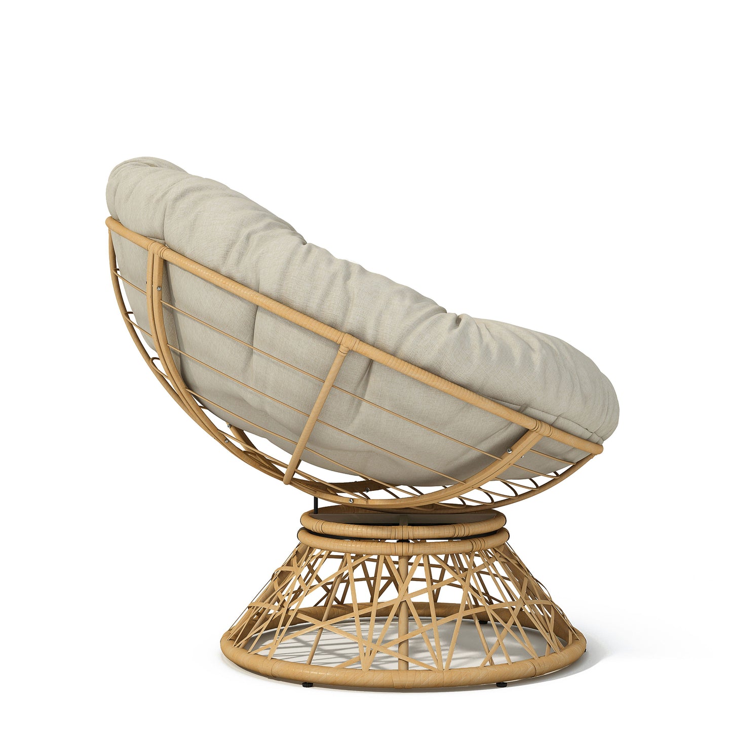 Ergonomic Wicker Chair With Cloud Thick Density Cushion, 3 Proof Cover High Capacity Iron Frame Fluid 360ÔøΩÔøΩÔøΩÔøΩÔøΩÔøΩÔøΩÔøΩÔøΩÔøΩÔøΩÔøΩÔøΩÔøΩÔøΩ Swivel - Beige / Natural