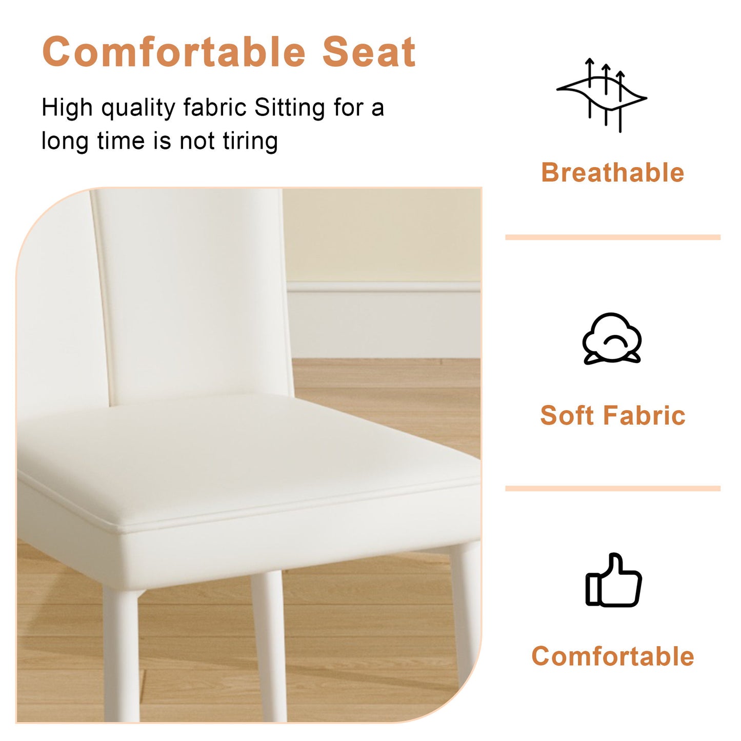 Style Minimalist Dining Chairs With 4 White Sponge Seats And Metal Legs, With 1 Chair Serving Multiple Purposes - Milky White