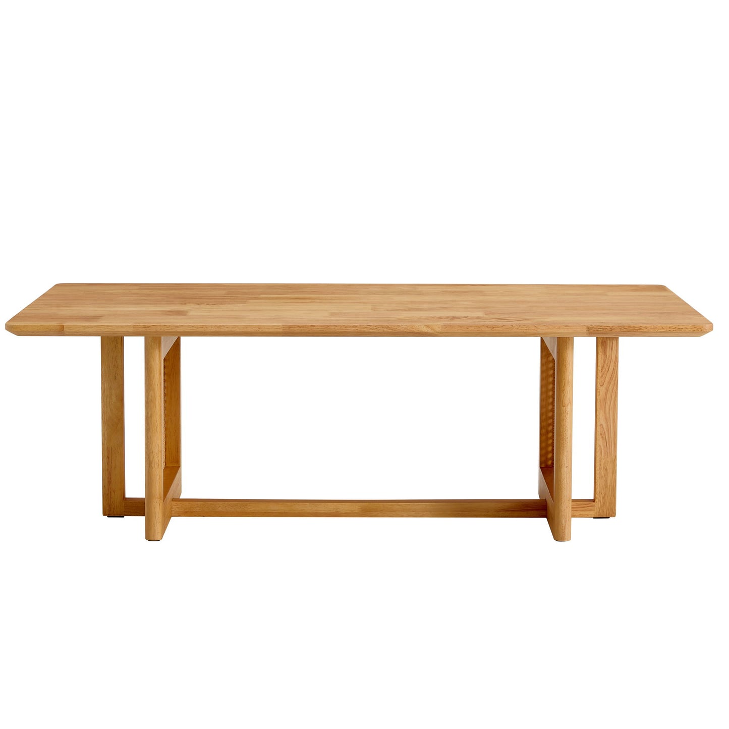 Rubber Wood And Solid Wood Coffee Table Modern Minimalist Rattan Weaving Design, Living Room Balcony, Multifunctional Small Sized Furniture - Natural