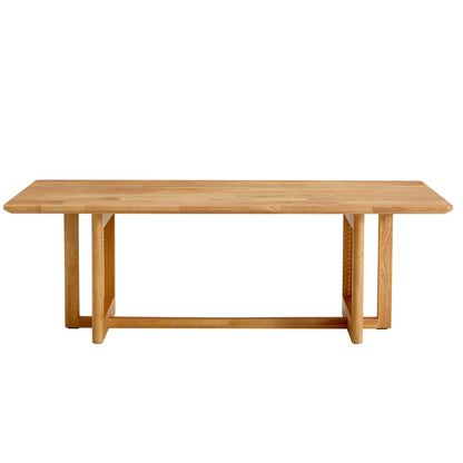 Rubber Wood And Solid Wood Coffee Table Modern Minimalist Rattan Weaving Design, Living Room Balcony, Multifunctional Small Sized Furniture - Natural
