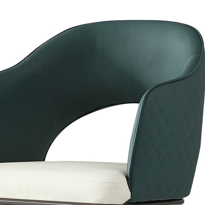 Dining Chairs, Modern Faux Leather Dining Metal Legs (Set of 2) - Green