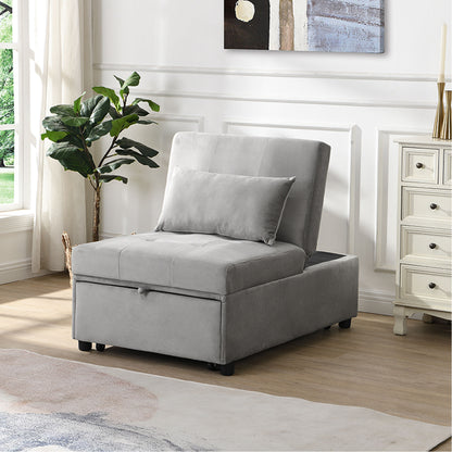Stylish Folding Ottoman Sofa Bed With Multifunctional Design - Gray