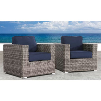 Club Chair (Set of 2) - Brown Gray / Navy Blue