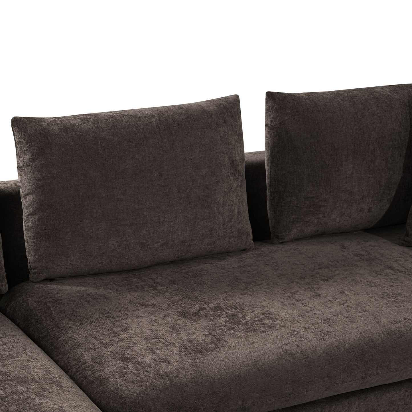 Elegant L Shaped Sectional Sofa With Chenille Upholstery And Wooden Storage Compartment - Brown