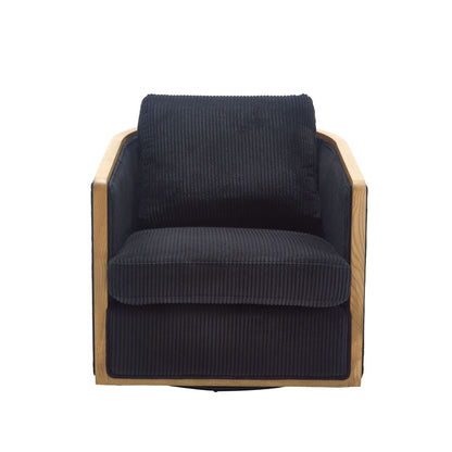 Swivel Barrel Chair, Comfortable Accent Sofa Chair, 360 Degree Swivel - Black