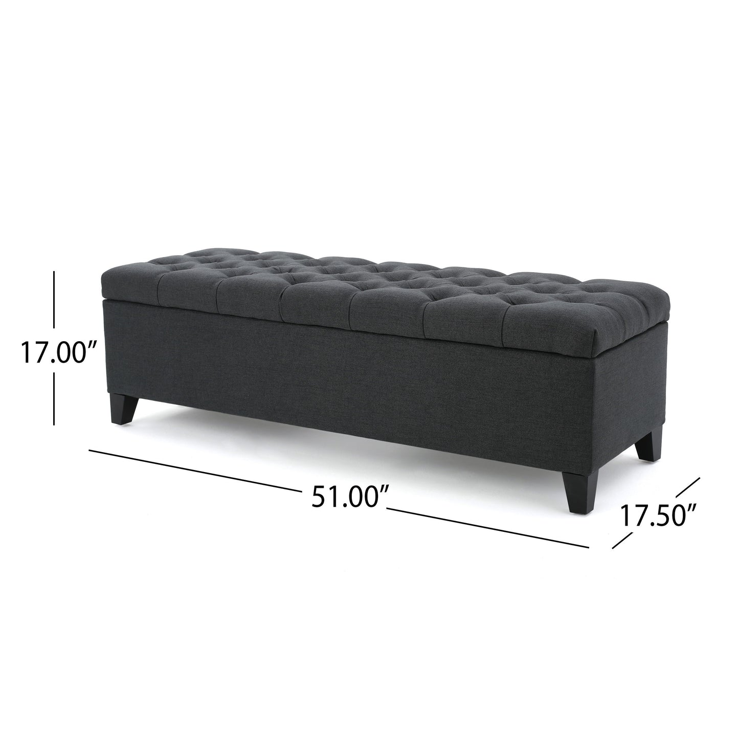 Glouster - Contemporary Storage Ottoman With Button Tufted Diamond Stitching - Dark Gray