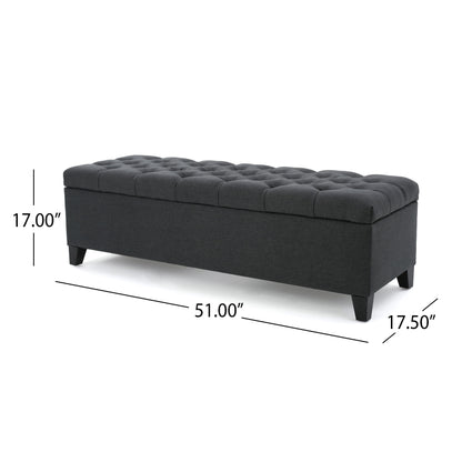 Glouster - Contemporary Storage Ottoman With Button Tufted Diamond Stitching - Dark Gray