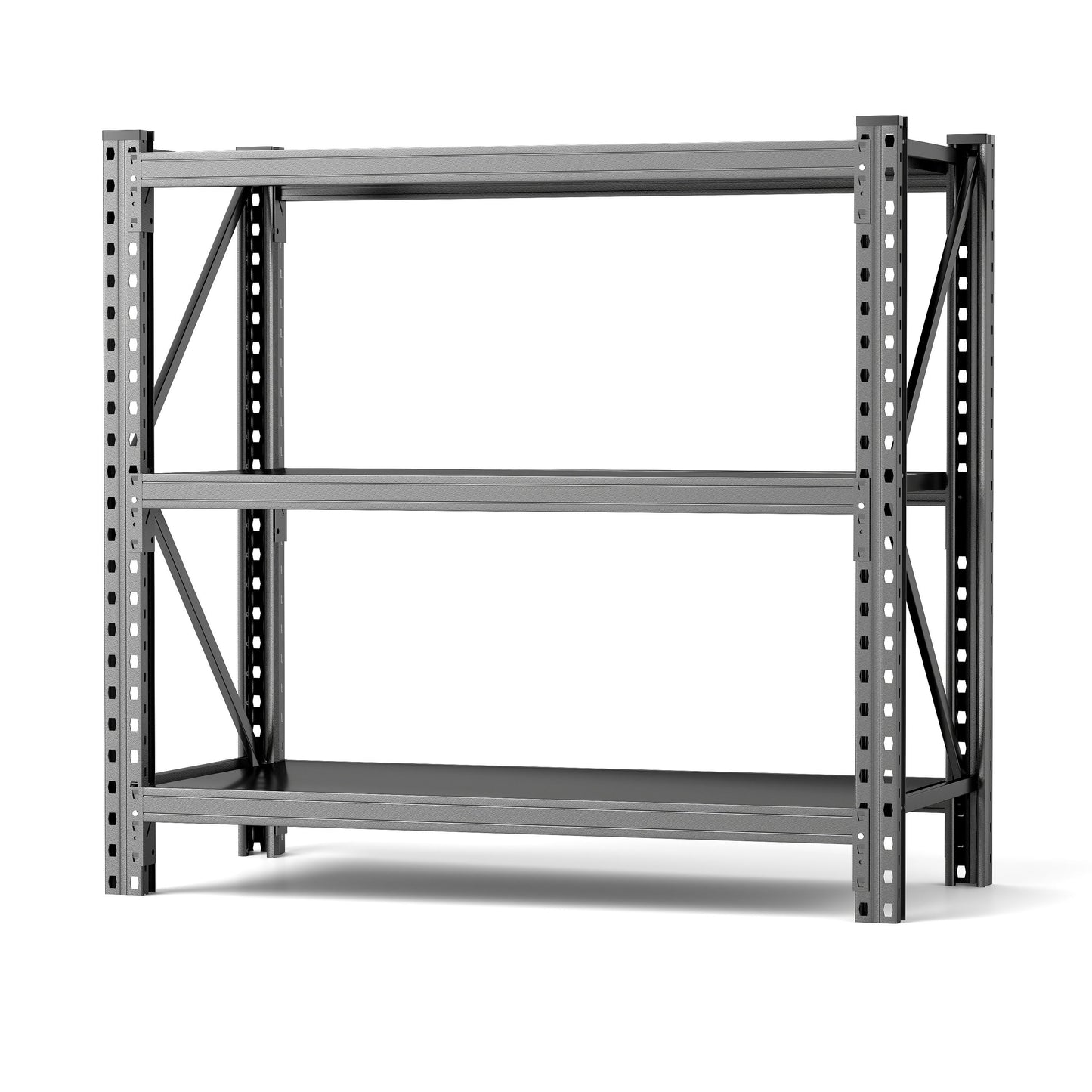 3 Tier Industrial Shelving Rack, Heavy Duty Steel Shelving Unit Adjustable - Black