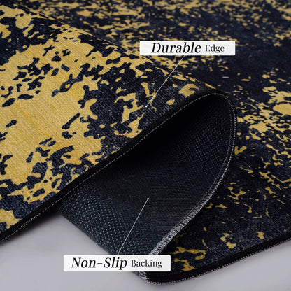 Maval - 8' X 10' Washable Area Rug - Black / Gold