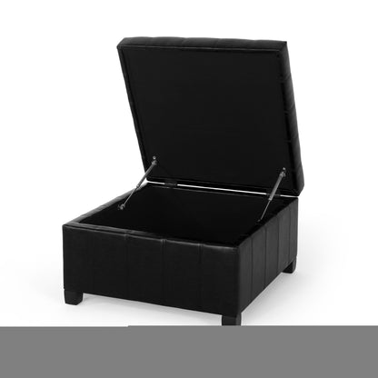 Storage Ottoman For Living Room, Bedroom - Black