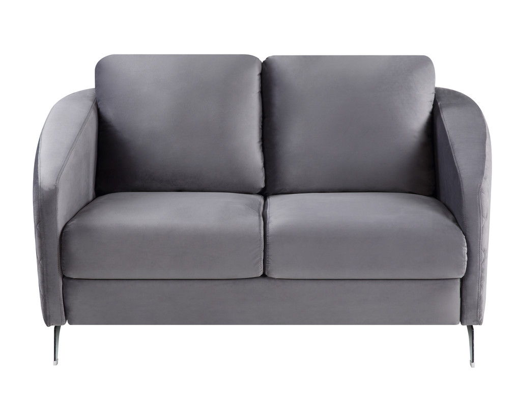 Sofia - Velvet Modern Chic Loveseat Couch - Gray