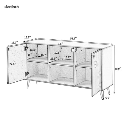 Modern TV Stand For TVs Up To 55", Entertainment Center Media Console, Adjustable Shelf, Metal Legs, Handles And Anti-Tip Device For Living Room - Gray