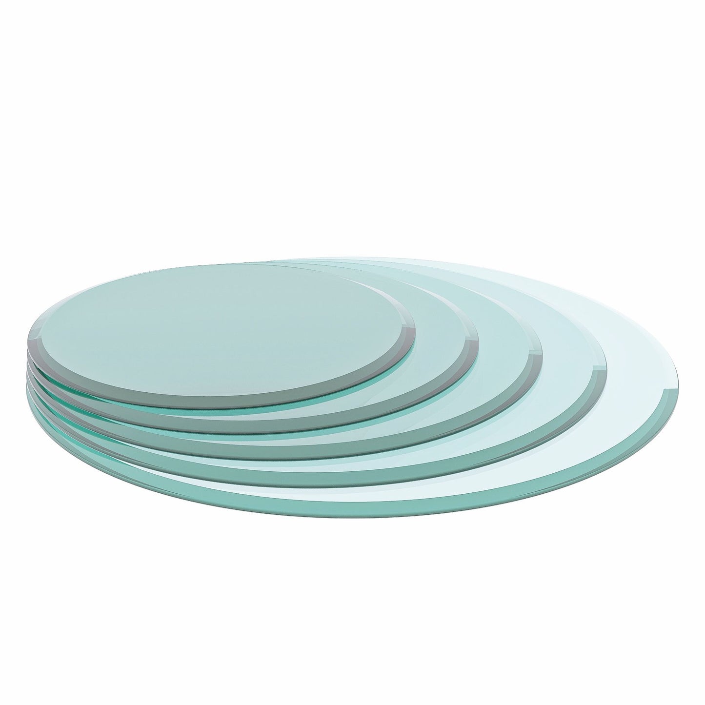 28" Round Tempered Glass Table Top Clear Glass 1 / 2" Thick Beveled Polished Edge - Transparent