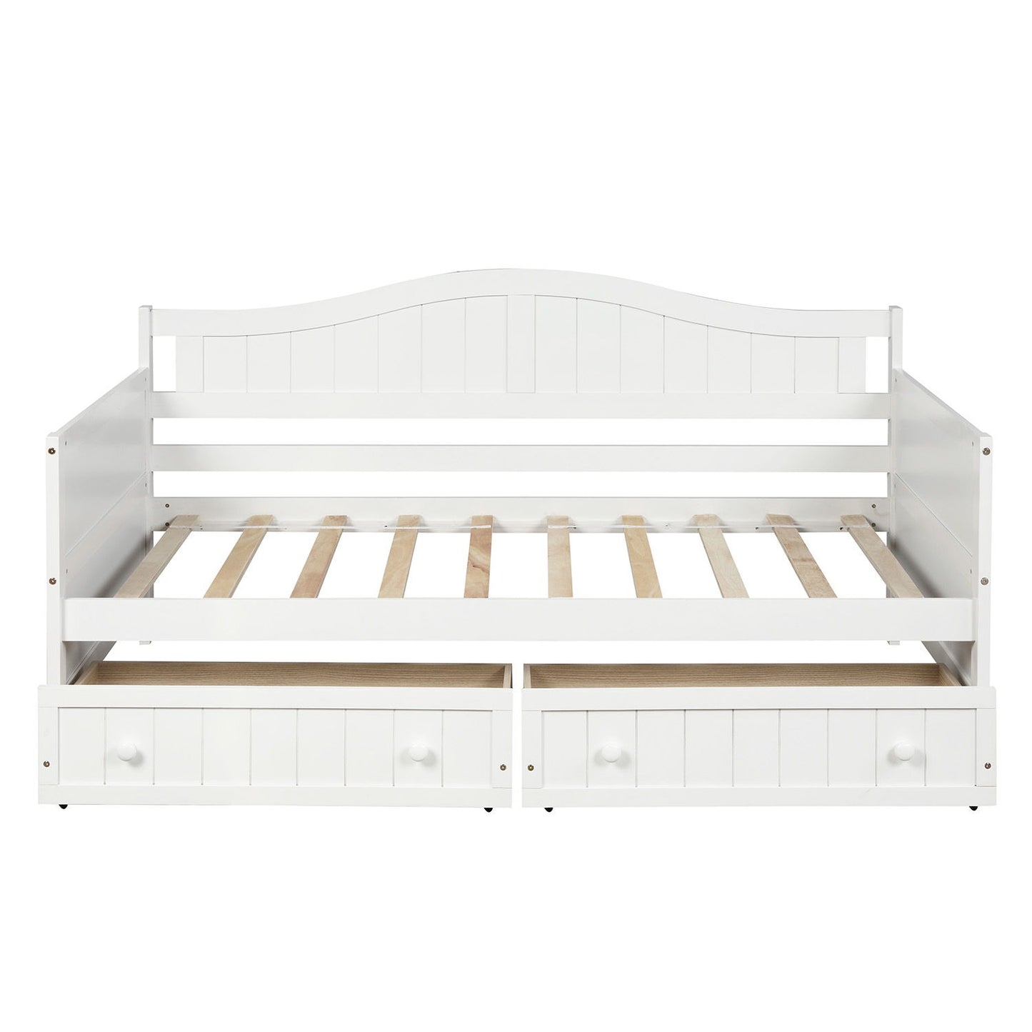 Twin Daybed With 2 Drawers, Sofa Bed For Bedroom Living Room, No Box Spring Needed - White