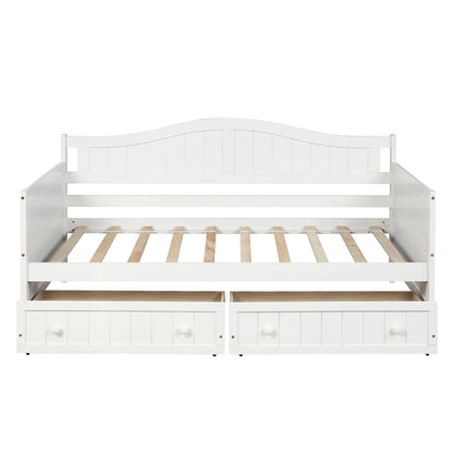 Twin Daybed With 2 Drawers, Sofa Bed For Bedroom Living Room, No Box Spring Needed - White