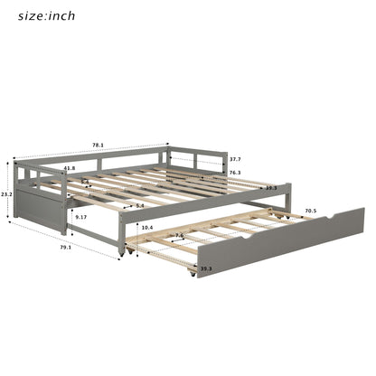 Extending Daybed With Trundle, Daybed With Trundle - Gray