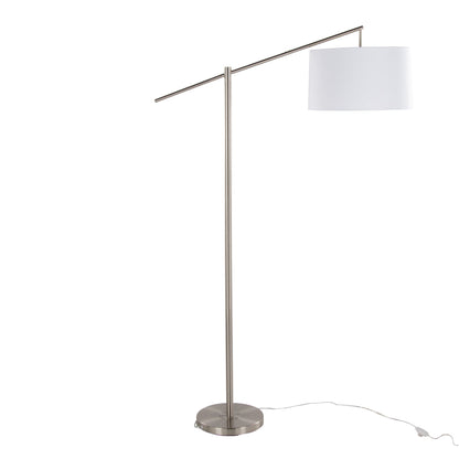Casper - Contemporary Floor Lamp - Nickel / Off White