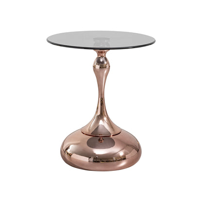 Modern Minimalist Coffee Table Carbon Steel Legs Tempered Glass Top - Rose Gold