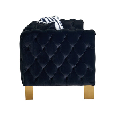 Chesterfield - Modern Tufted Velvet Living Room Sofa, 84.25''W Couch - Black