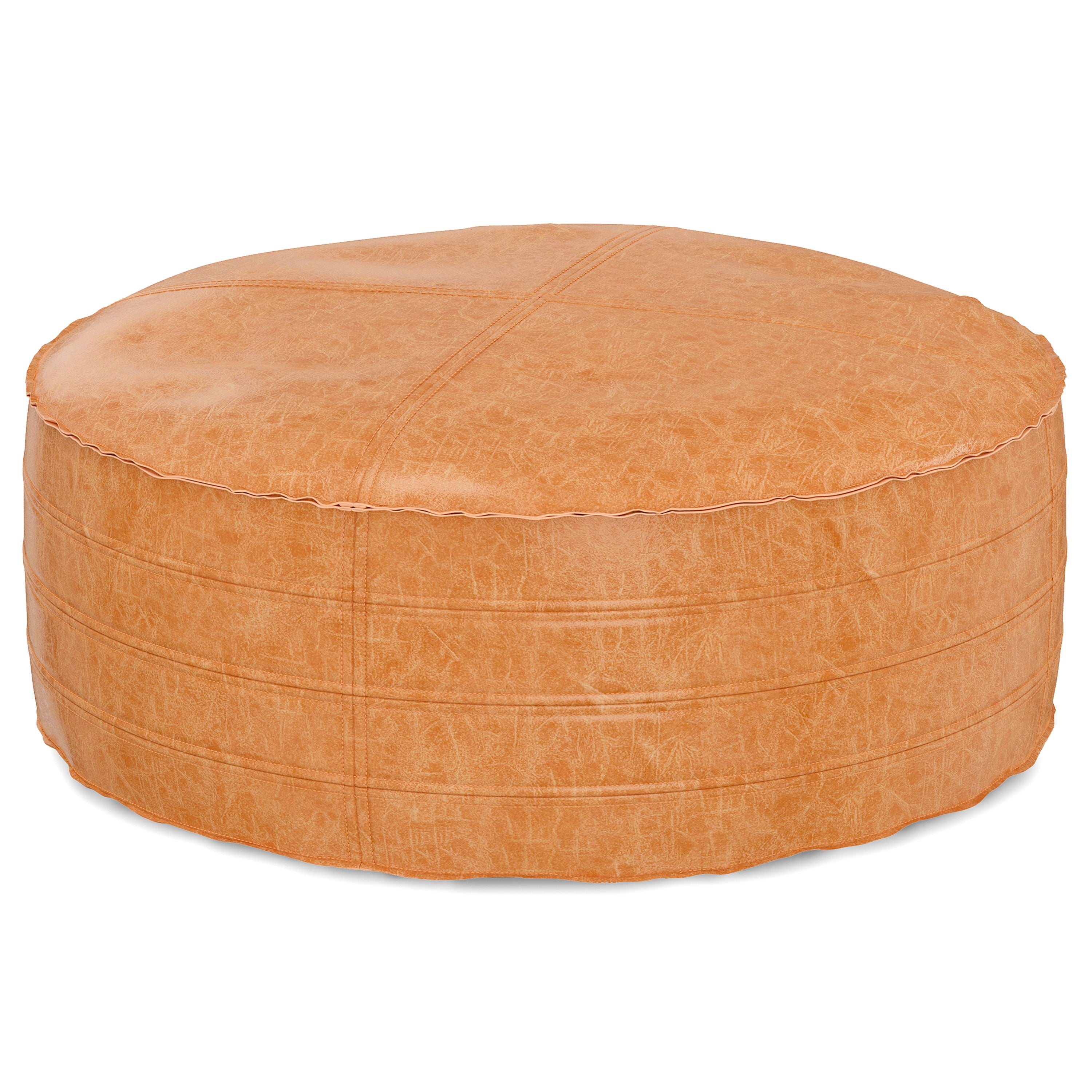 Brody - Round Coffee Table Pouf - Distressed Brown