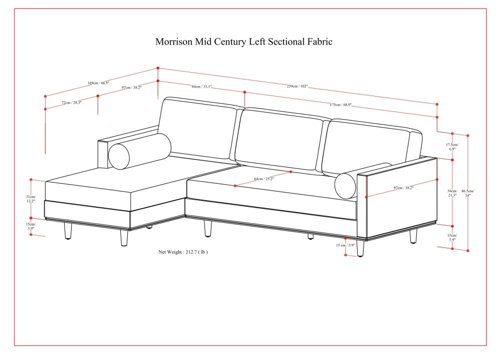 Morrison - Left Sectional Sofa - Charcoal Gray