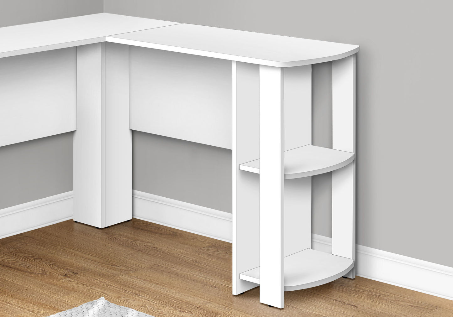 Computer Desk, Home Office, Corner, Storage Shelves, L Shape, Laptop, Contemporary & Modern - White