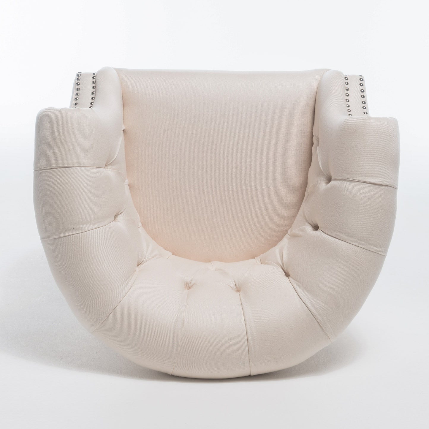Celestialis - Upholstered Fabric Club Chair With Tub Design And Rolled Recessed Armrests - Beige