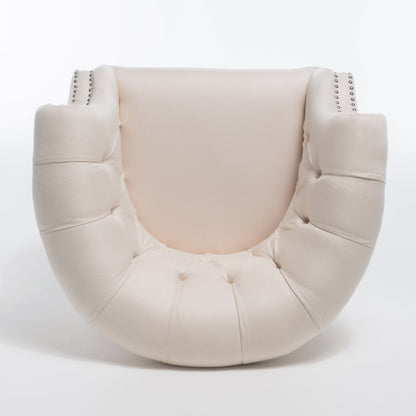 Celestialis - Upholstered Fabric Club Chair With Tub Design And Rolled Recessed Armrests - Beige