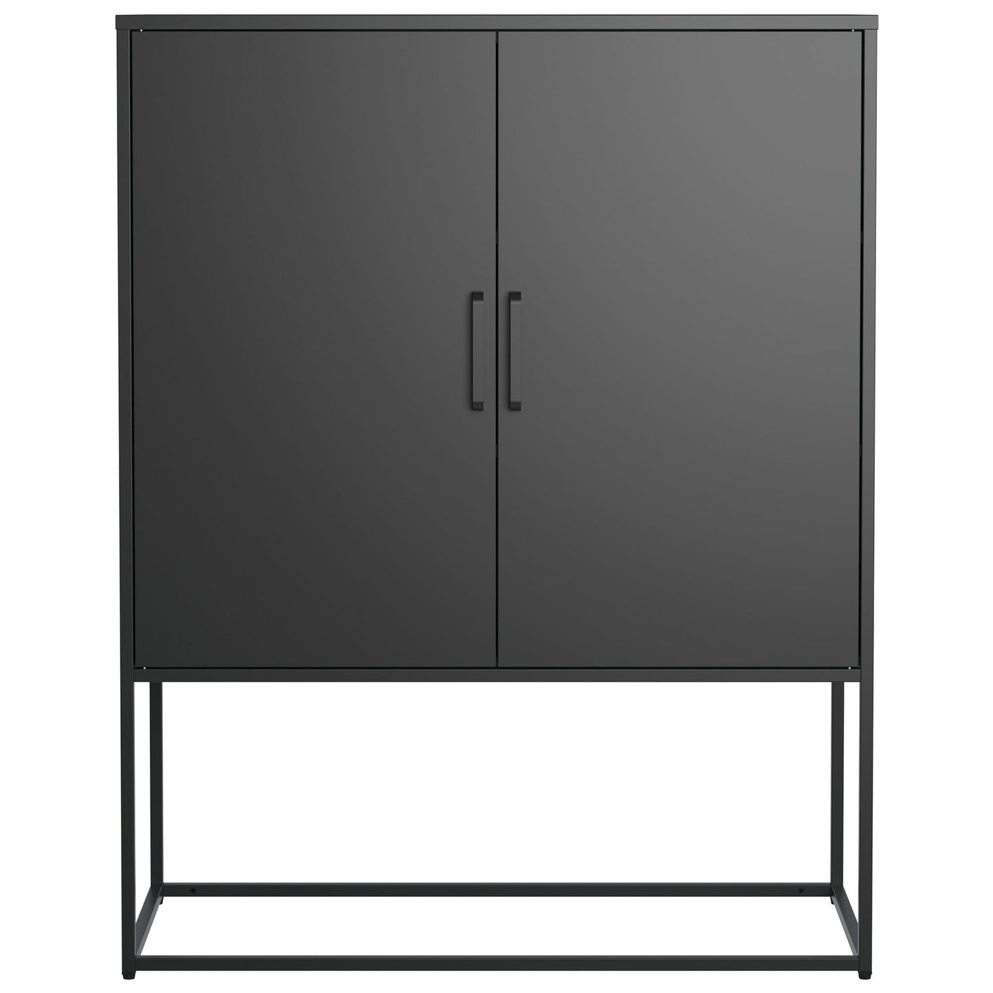 Heavy Duty Metal Buffet Sideboard Modern Steel Storage Cabinet With 2 Shelves, Free Standing Accent Cabinet With Magnetic Doors For Bedroom, Kitchen, And Home Office, Anti-Tip Design - Black