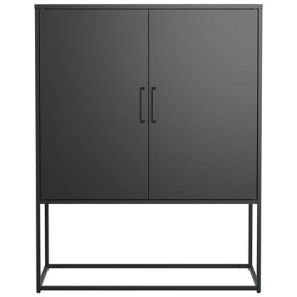 Heavy Duty Metal Buffet Sideboard Modern Steel Storage Cabinet With 2 Shelves, Free Standing Accent Cabinet With Magnetic Doors For Bedroom, Kitchen, And Home Office, Anti-Tip Design - Black