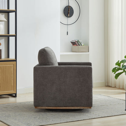 Modern Square Upholstered Swivel Accent Chair With Chenille Fabric - Charcoal